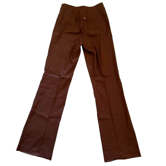 Cache Womens Linen Blend Brown Pants Size 2 - Picture 6 of 14